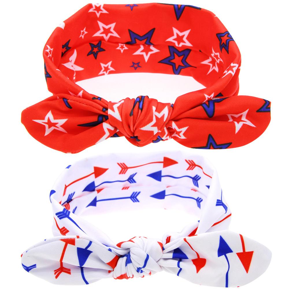 Baby Flag Day Bow Knot Print Headband Wholesale 00411772