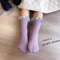 Load image into Gallery viewer, Girl Socks Foral Trim Wholesale 01961271
