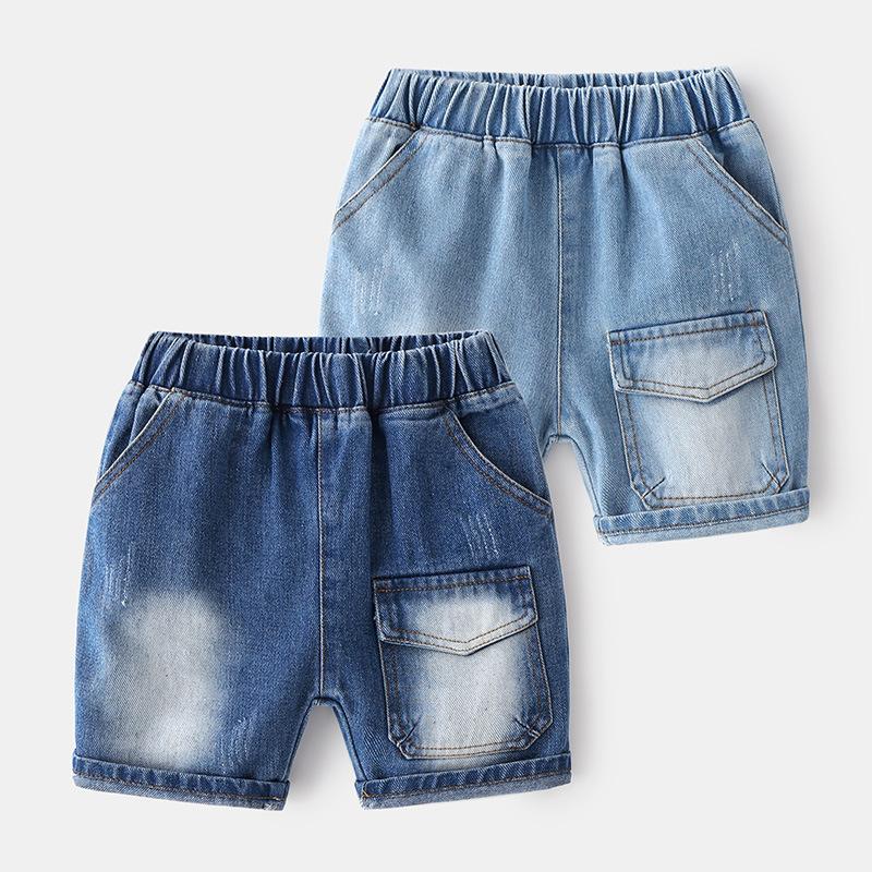 Solid Color Pocket Front Denim Short For Boys Wholesale 9772657