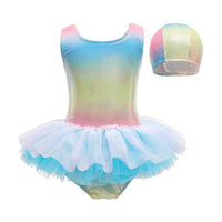 Load image into Gallery viewer, Kid Girl Mermaid One Piece Mesh Tank Swimsuit And Hat Wholesale 19561110
