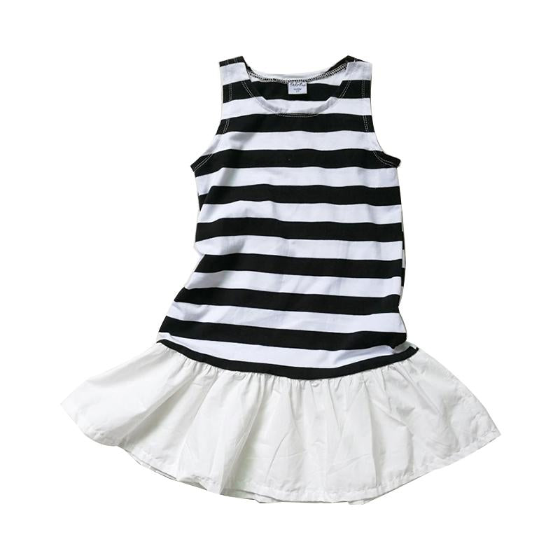 Kid Girl Stripe Ruffle Hem Tank Dress Wholesale 59911092