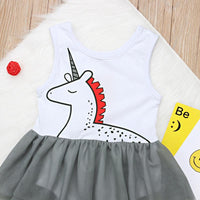 Load image into Gallery viewer, Baby Girl Unicorn Print Mesh Tank Bodysuit Dress Wholesale 1142024
