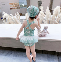 Load image into Gallery viewer, Kid Girl Mermaid One Piece Mesh Tank Swimsuit And Hat Wholesale 14331104
