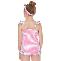 Load image into Gallery viewer, Kid Girl Flamingo Stripe One Piece Swimsuit Wholesale 9830491
