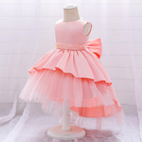 Load image into Gallery viewer, Kid Girl Party Solid Color Peplum Tiered Layered Beaded Mesh Tank Dress Wholesale 42991277
