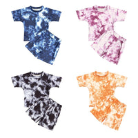 Load image into Gallery viewer, Two Pieces Kid Girl Tie Dye Set Crew Neck Tee And Shorts  Wholesale 019615
