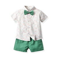Load image into Gallery viewer, 2 Pieces Toddler Kid Boy Floral Bowtie Shirt And Suspender Shorts Set Wholesale 3061157
