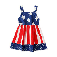 Load image into Gallery viewer, Little Girl Independence Day Star Polka Dots Pattern Stripe Dress Wholesale 2637015
