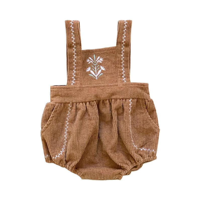 Baby Girl Embroidered Corduroy Suspender Shorts Wholesale 47861103