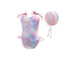 Load image into Gallery viewer, Kid Girl Mermaid Bow One Piece Swimsuit And Hat Wholesale 53531124
