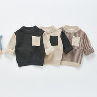 Load image into Gallery viewer, Pocket Color Blocking Knitted Sweater For Baby Boy Wholesale 1923171
