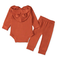 Load image into Gallery viewer, 2 Pieces Set Baby Solid Color Hooded Bodysuit And Pants Wholesale 9091021
