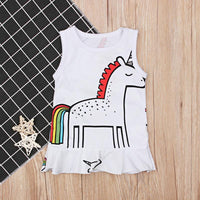 Load image into Gallery viewer, Baby Girl Unicorn Print Tank Dress Wholesale 2865023
