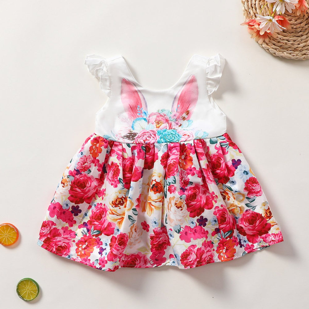 Kid Girl Ears Flower Graphic Dress Wholesale 40391667