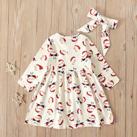 Load image into Gallery viewer, 2 Pieces Kid Girl Christmas Santa Dress &amp; Headband Wholesale 54155009
