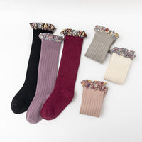 Load image into Gallery viewer, Kid Girl Floral Trim Knee High Socks Wholesale 39911304
