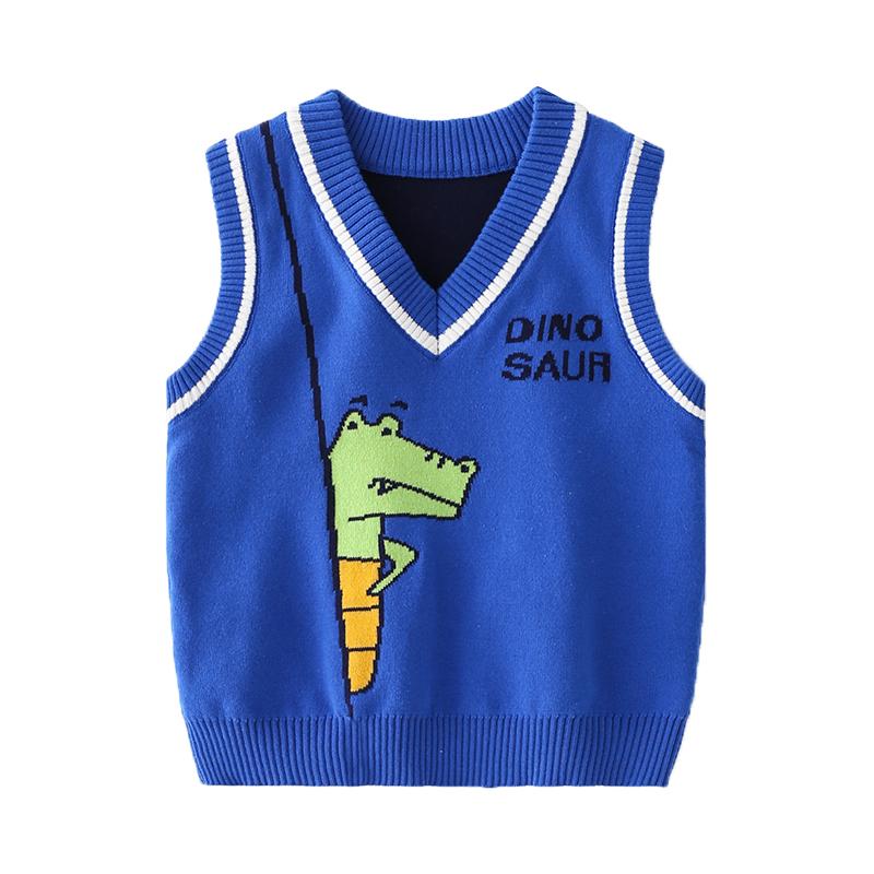 Kid Boy Dinosaur Sweater Tank Tops Wholesale 1261672
