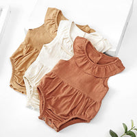 Load image into Gallery viewer, Baby Girl Ruffle Collar Solid Color Onesie Wholesale 76251436
