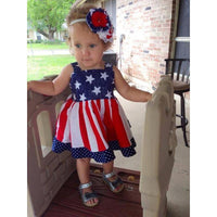 Load image into Gallery viewer, Little Girl Independence Day Star Polka Dots Pattern Stripe Dress Wholesale 2637015
