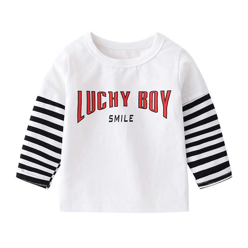 Lucky Boy Stripe Fake Two Piece  Top Wholesale 0476678