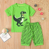 Load image into Gallery viewer, 2-Piece Little Boy Pajamas Set Dinosaur Pattern Top Matching Shorts Wholesale 6893969
