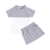 Load image into Gallery viewer, 2 Pieces Kid Colorblock Set Raglan Sleeve Tee With Shorts Wholesale 2525067
