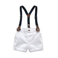 Load image into Gallery viewer, Two Pieces Boy Formal Set Stripe Bow Tie Shirt Boy Strap Short Wholesale 5750164
