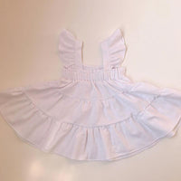 Load image into Gallery viewer, Kid Girl Ruffle Trim Plain Flutter Sleeve Dress Wholesale 24231455
