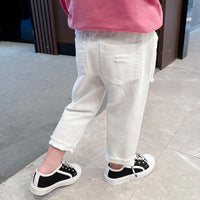 Load image into Gallery viewer, Little Girl White Distressed Pants Wholesale 46041754
