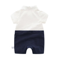 Load image into Gallery viewer, Baby Boy Fake Two Pieces Bowtie Trim Romper Wholesale 2824299
