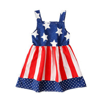 Load image into Gallery viewer, Little Girl Independence Day Star Polka Dots Pattern Stripe Dress Wholesale 2637015
