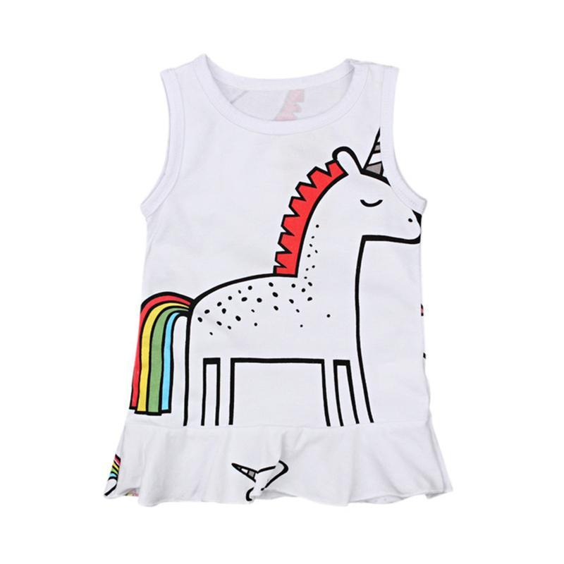 Baby Girl Unicorn Print Tank Dress Wholesale 2865023