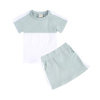 Load image into Gallery viewer, 2 Pieces Kid Colorblock Set Raglan Sleeve Tee With Shorts Wholesale 2525067

