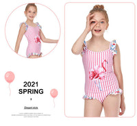 Load image into Gallery viewer, Kid Girl Flamingo Stripe One Piece Swimsuit Wholesale 9830491

