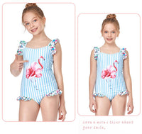Load image into Gallery viewer, Kid Girl Flamingo Stripe One Piece Swimsuit Wholesale 9830491
