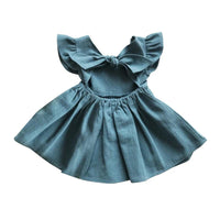 Load image into Gallery viewer, Little Girl Flutter Sleeve Backless Plain Dress Wholesale 54421457
