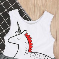 Load image into Gallery viewer, Baby Girl Unicorn Print Mesh Tank Bodysuit Dress Wholesale 1142024
