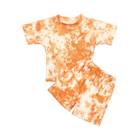 Load image into Gallery viewer, Two Pieces Kid Girl Tie Dye Set Crew Neck Tee And Shorts  Wholesale 019615
