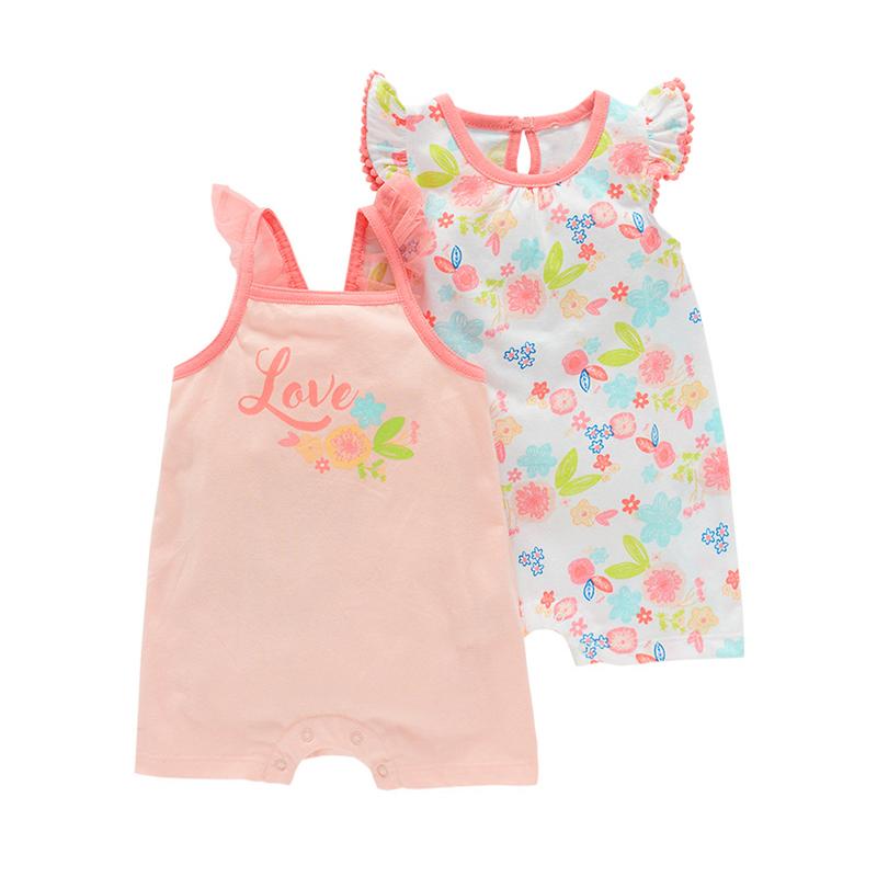 4 Packs Infant Animals & Floral Print Tank Rompers Wholesale 7779408