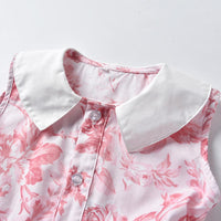 Load image into Gallery viewer, Toddler Girl Contrast Collar Print Tank Dress Wholesale 3362212
