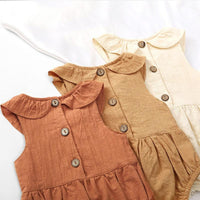 Load image into Gallery viewer, Baby Girl Ruffle Collar Solid Color Onesie Wholesale 76251436
