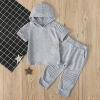 Load image into Gallery viewer, 2-Piece Little Boy Solid Color Set Hooded Top And Pants  Wholesale 4385027
