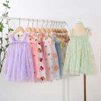 Load image into Gallery viewer, Little Girl Embroidery Daisy Flower Mesh Cami Dress  Wholesale 0056747
