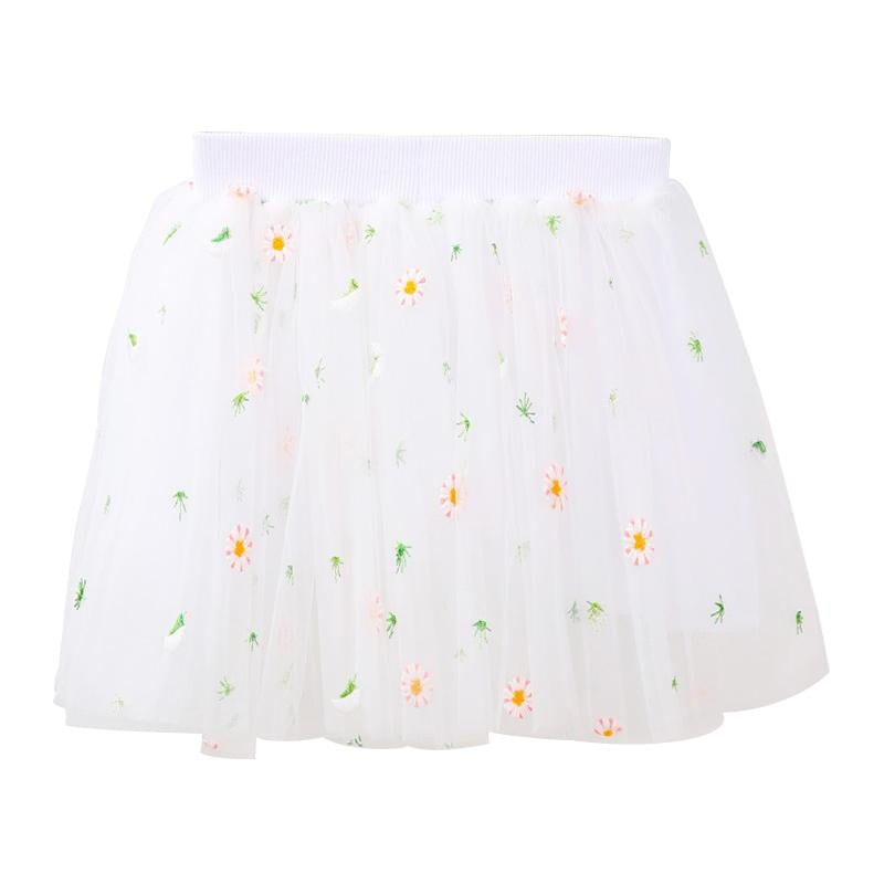 Kid Girl Embroidery Daisy Flower Mesh Skirt  Wholesale 9111746