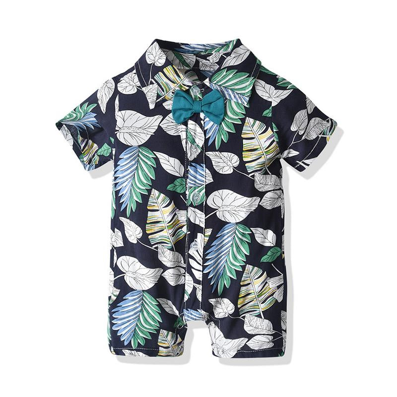 Baby Tropical Print Bow Romper Wholesale 1995059