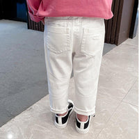 Load image into Gallery viewer, Little Girl White Distressed Pants Wholesale 46041754

