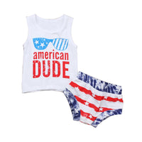 Load image into Gallery viewer, Baby Toddler American Dude Or Baby Outfit Tank Top Match Stripe Shorts Set Wholesale 9063020
