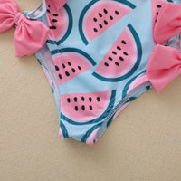 Load image into Gallery viewer, Baby Toddler Girl Allover Watermelon Print Bowknot Swimwear Wholesale 80351512
