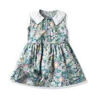 Load image into Gallery viewer, Toddler Girl Contrast Collar Print Tank Dress Wholesale 3362212
