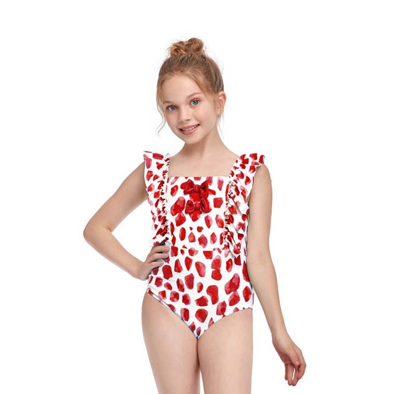 Kid Girl Bow Decor One Piece Swimsuit Wholesale 9753496
